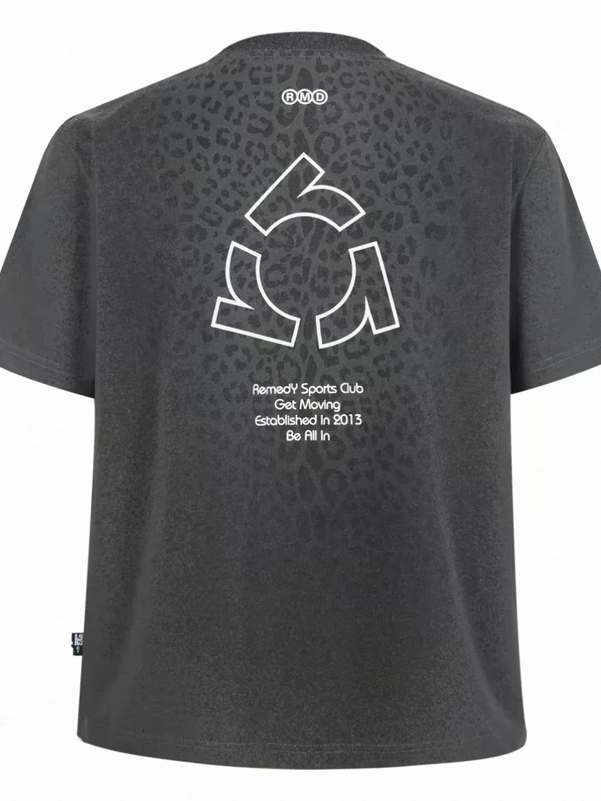 Sweat Reactive Leopard Print T-Shirt - Gray