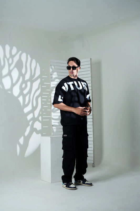 Black Neon Reflector Oversized Tee